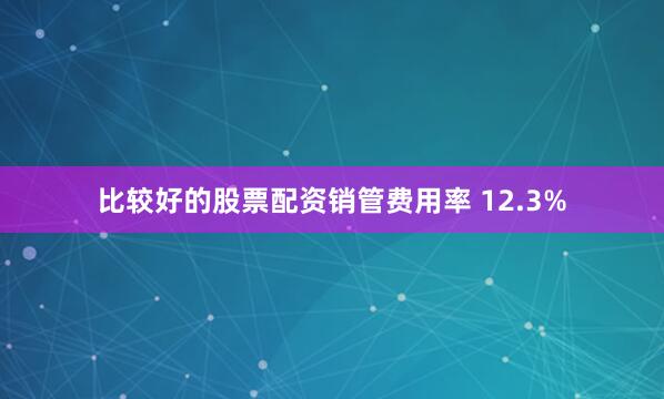 比较好的股票配资销管费用率 12.3%